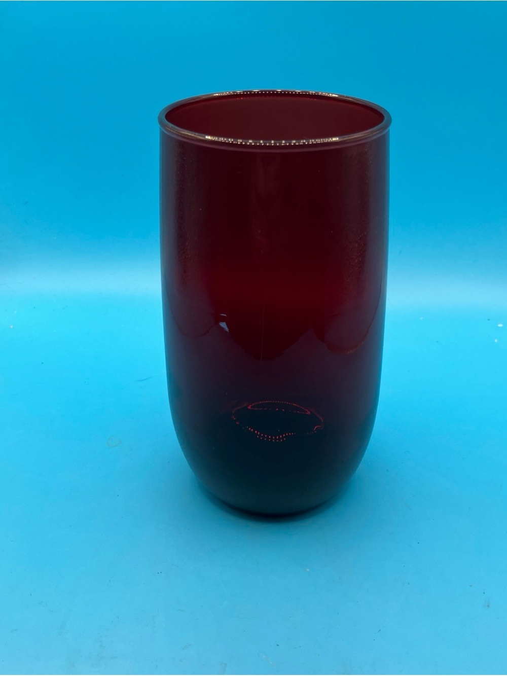 Vintage 1960's Anchor Hocking Ruby Red Glass Rolly Poly 4.25" Tall Glass